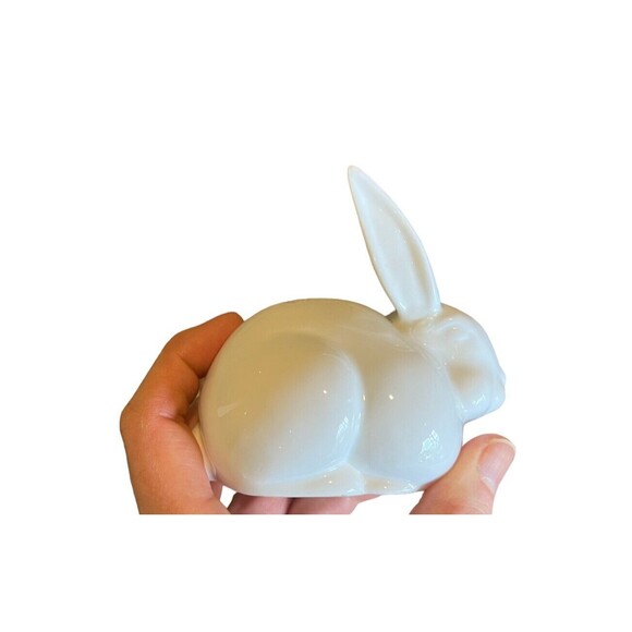 Vintage Dept 56 Porcelain White Bunny Figurine EASTER Rabbit - Picture 5 of 12